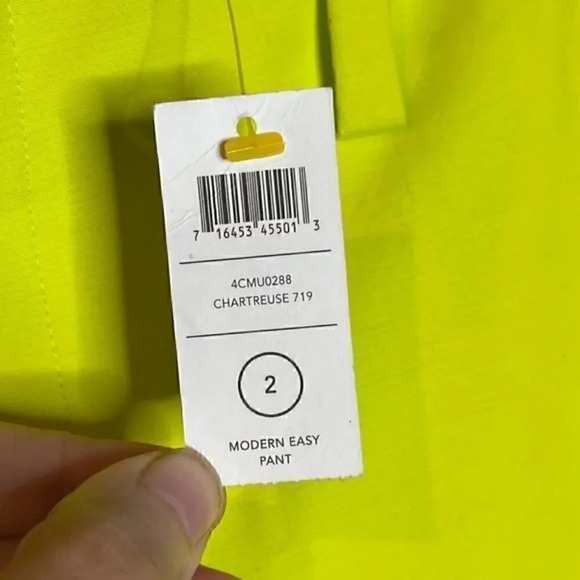 NWT Kate Spade Saturday Modern Easy Pants in Chartreuse - Picture 3 of 6